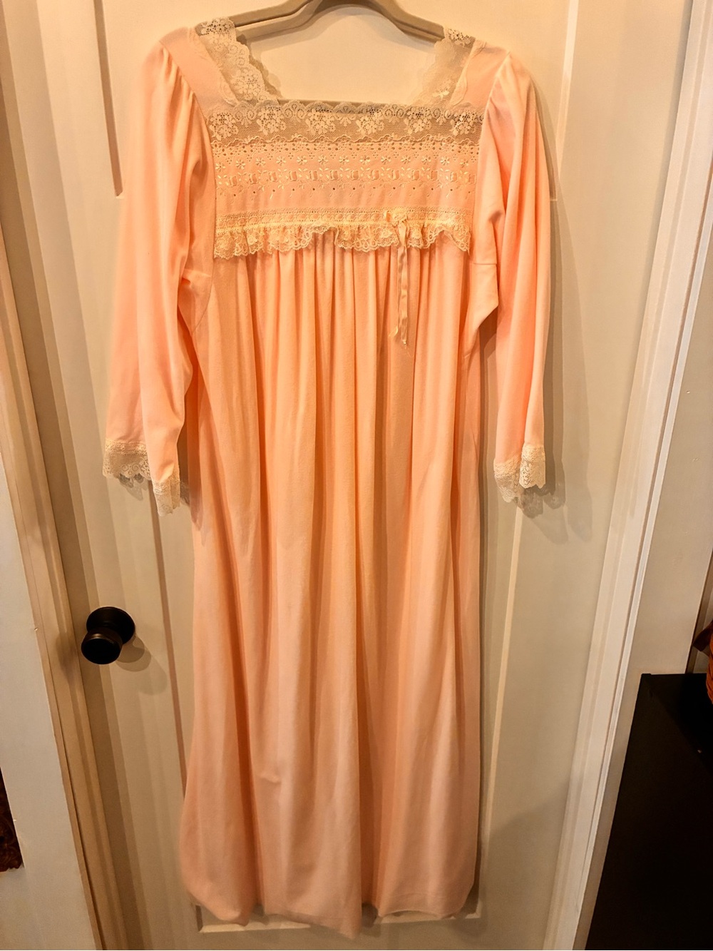 Dior Pink Lace-Trim Long Nightgown